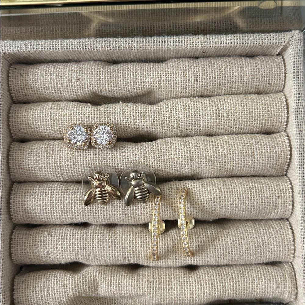 Trio Gold Stud Earrings